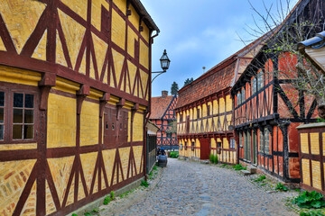 Denmark Aarhus city view on a cloudy spring day