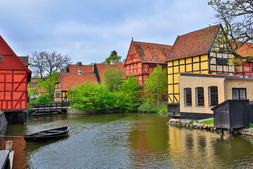 Denmark Aarhus city view on a cloudy spring day