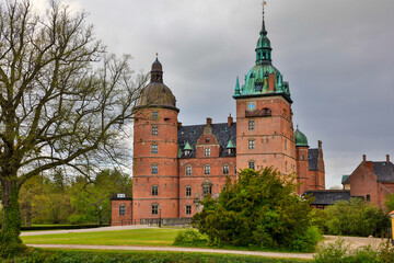 Denmark Vallo Castle view on a sunny spring day