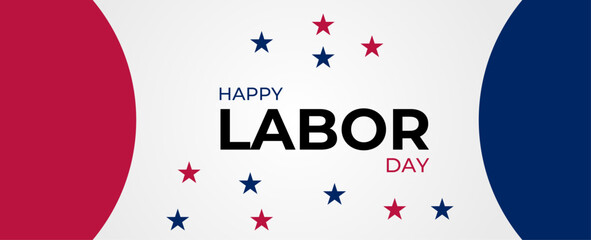 USA Labor Day greeting card with brush wood background in United States national flag colors and hand lettering text Happy Labor Day. suit for banners, covers, websites, flyers, presentations. 
