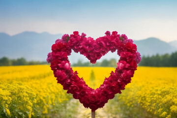 Obraz premium Heart shape made of flowers - Valentine day concept