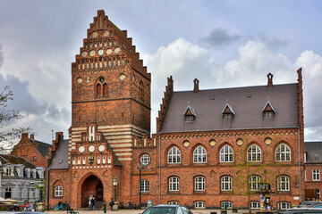 Naklejka premium Denmark Roskilde city view on a sunny spring day