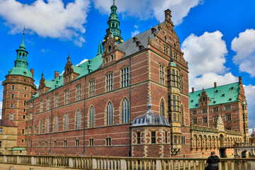 Denmark Frederiksborg Palace view of the castle on a sunny spring day