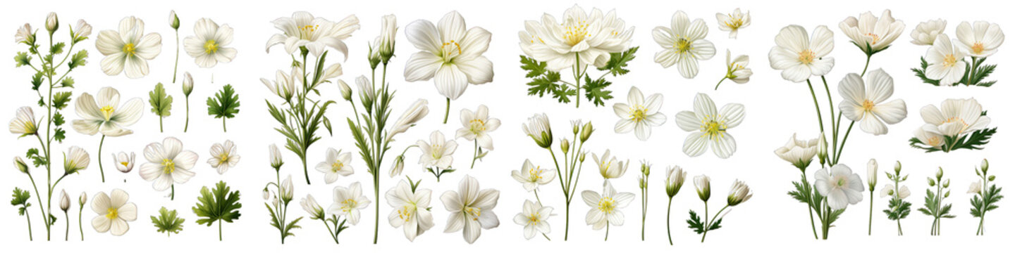 Cerastium Tomentosum Hyperrealistic Highly Detailed Isolated On Transparent Background Png File