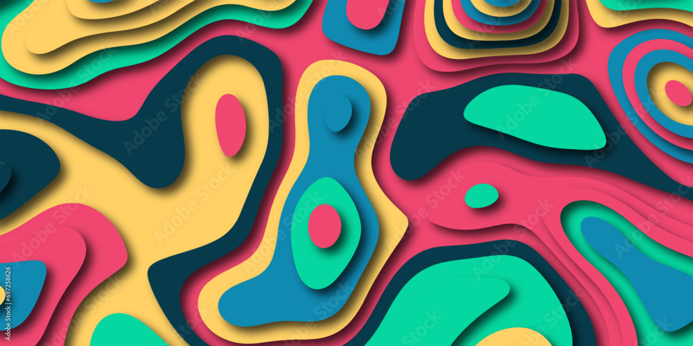Poster abstract colorful paper cut background design .abstract vector seamless pattern with shadows trendy 