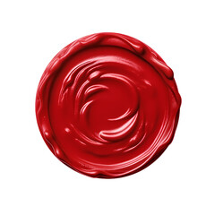 Rough red wax seal isolated on transparent background