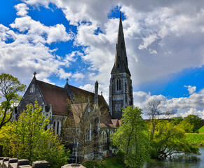 Denmark Copenhagen city view on a sunny spring day