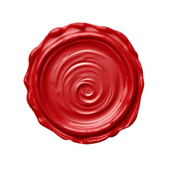 Rough red wax seal isolated on transparent background