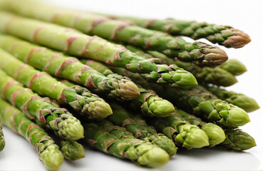 Close-up of asparagus isolated on white background