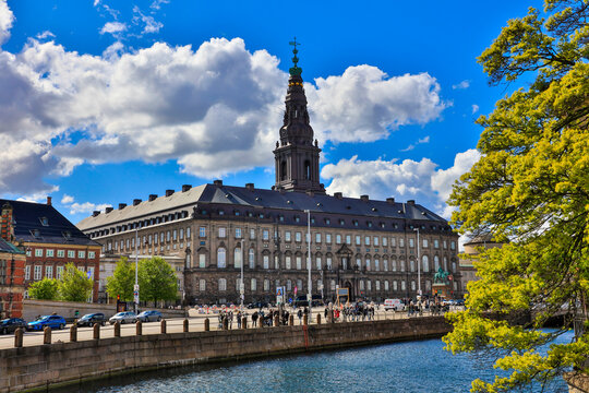 Denmark Copenhagen B&oslash;rsen stock exchange on a sunny spring day
