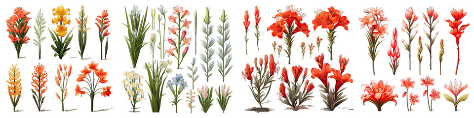 Fototapeta na wymiar Crocosmia Hyperrealistic Highly Detailed Isolated On Transparent Background Png File