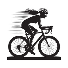 Obraz premium Woman Cycling Silhouette: Coastal Cruise at Dusk, Beachside Ride and Recreational Fitness - Coastal Elegance in Black and White Silhouette 