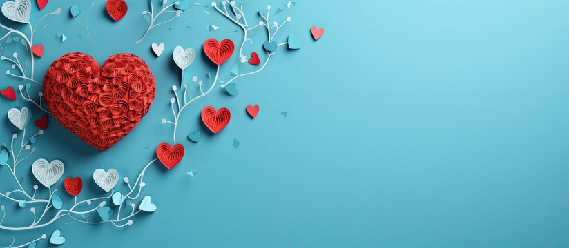 Valentine's themed paper with brains and hearts on blue background.