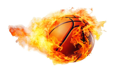 Basketball in fire isolate  on transparent background 