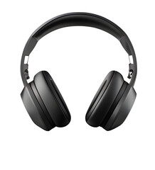 Black headphones isolated on transparent background