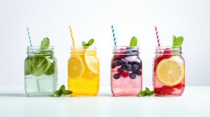 essence of summer with vibrant and refreshing drinks in mason jars.