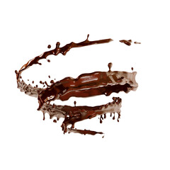 Chocolate fluid spiral splash Isolated 3d illustration