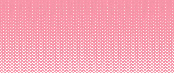 Blended white heart  on pink for pattern and background, halftone effect.