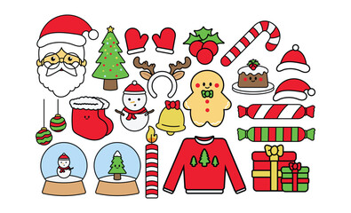 Set of Christmas Ornament and Stuff Vector