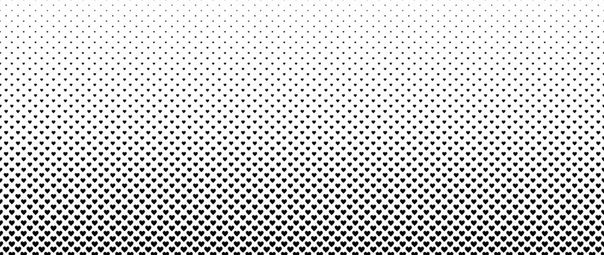 Blended  black heart  on white for pattern and background, halftone effect.