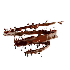 Chocolate fluid spiral splash Isolated 3d illustration