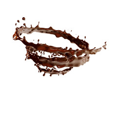 Chocolate fluid spiral splash Isolated 3d illustration