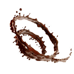 Chocolate fluid spiral splash Isolated 3d illustration