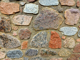 stone wall as background or texture. modern style design decorative uneven cracks real stone wall surface with cement