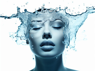 Aqua Mirage Stunning Woman's Portrait with Splashing Water