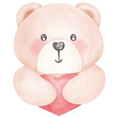 bear hugging heart pillow