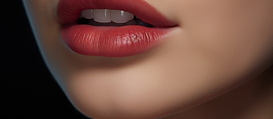 Enhanced natural beauty with close-up details of a youthful woman's full, plump lips.
