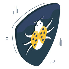 An editable design icon of bug security

