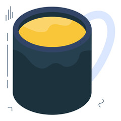 A cup of hot tea in isometric design
