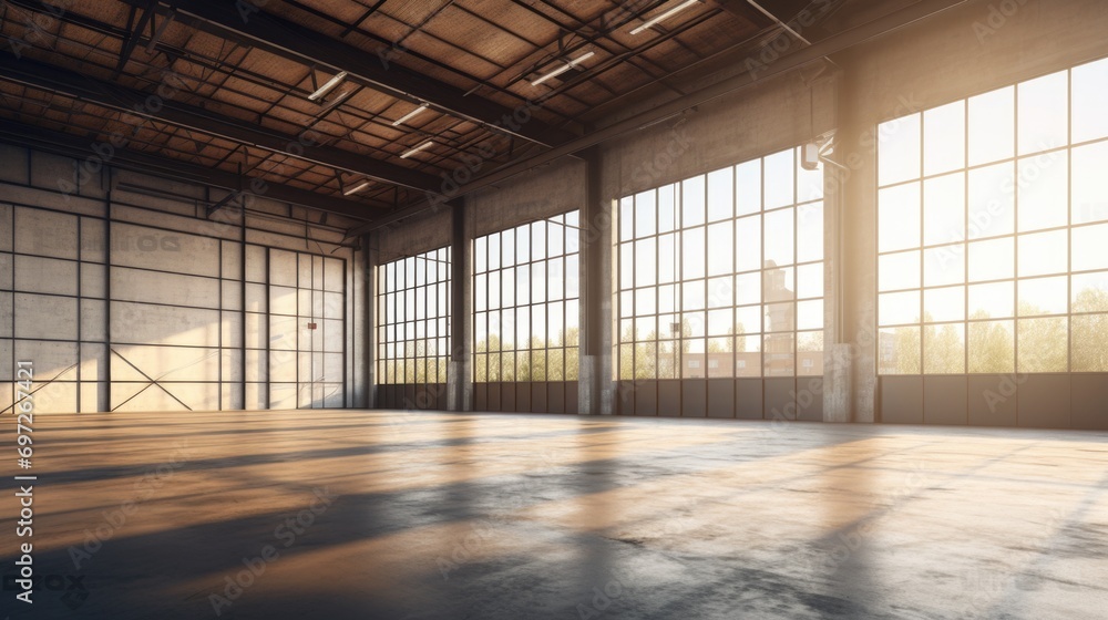 Leinwandbilder an expansive room with numerous windows, creating a bright and airy atmosphere. ideal for showcasing