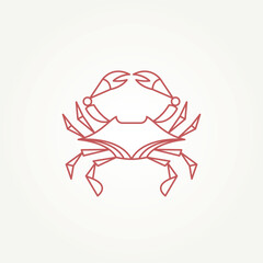minimalist isolated crab line art icon logo template vector illustration design