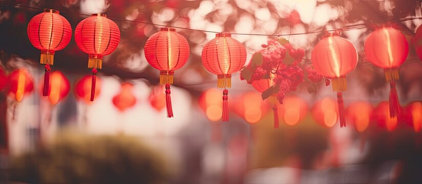 Blurred background with red lanterns from China.