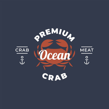 vintage premium crab seafood restaurant icon logo template vector illustration design. classic retro fish restaurants, sea crab, seafood emblem logo concept