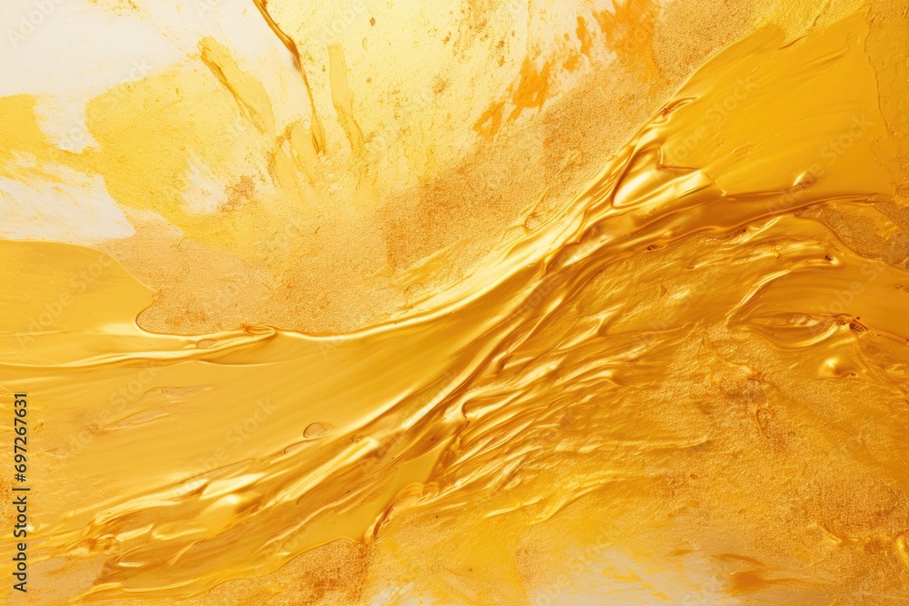 Poster A close-up view of a painting depicting a powerful wave. This image can be used to add a touch of nature and energy to various designs