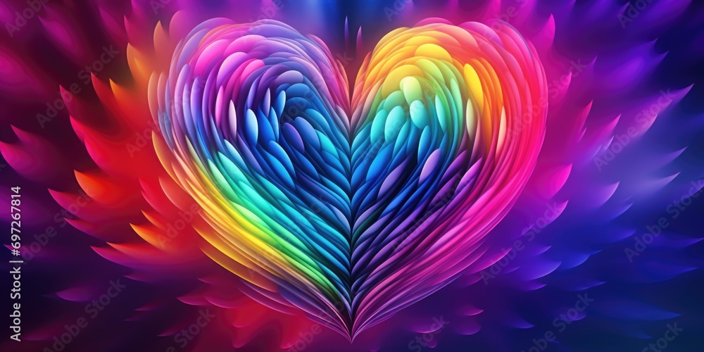 Poster Rainbow colored heart on a black background. Suitable for various occasions and designs
