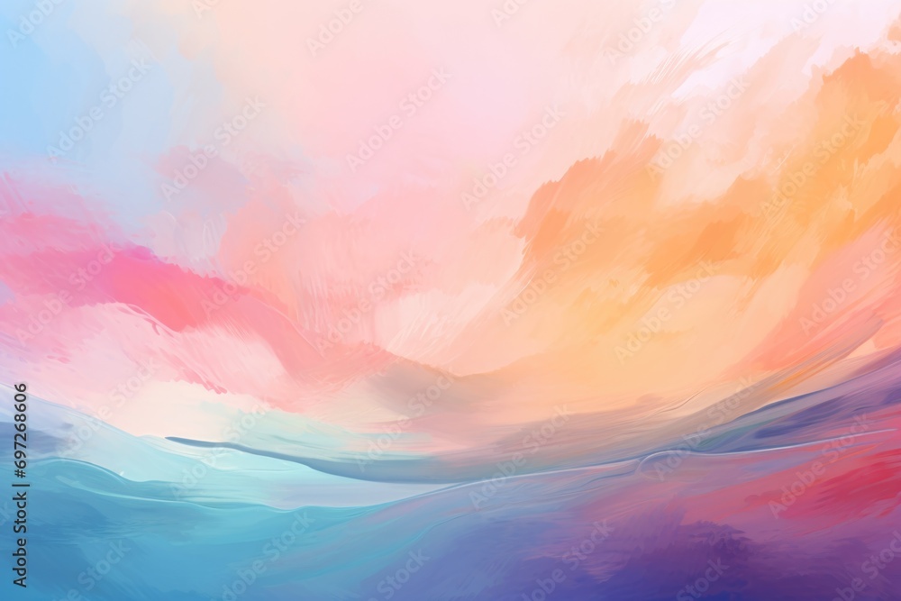 Aufkleber a vibrant and captivating painting depicting a colorful sky filled with fluffy clouds. perfect for a