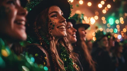 Foto op Plexiglas Many happy people in green clothes celebrating St. Patrick's Day © mariiaplo