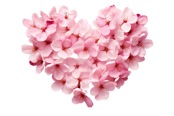 Obraz premium cherry blossom flowers arranged in love shape on an isolated transparent background