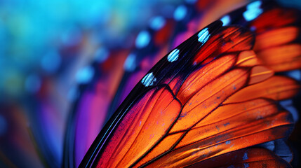 several beautiful colorful butterfly wings close up, beautiful natural background
