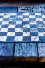 Wooden chess board in a park