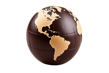 world chocolate day, chocolate globe on an isolated transparent background