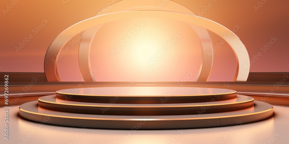 Poster an empty stage with a single light shining at the end. ideal for theatrical, performance, or motivat