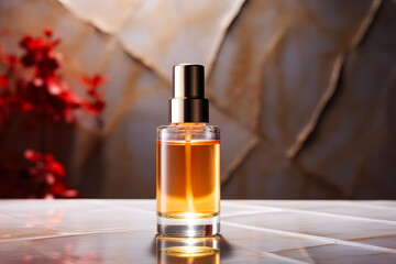 Naklejka premium Serum Elegance Unveiled: Spa Bottles in Stunning Mockup