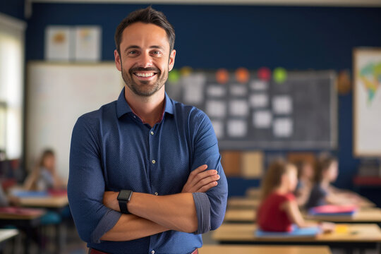 Radiant 35-Year-Old Male Teacher Inspires English Learning