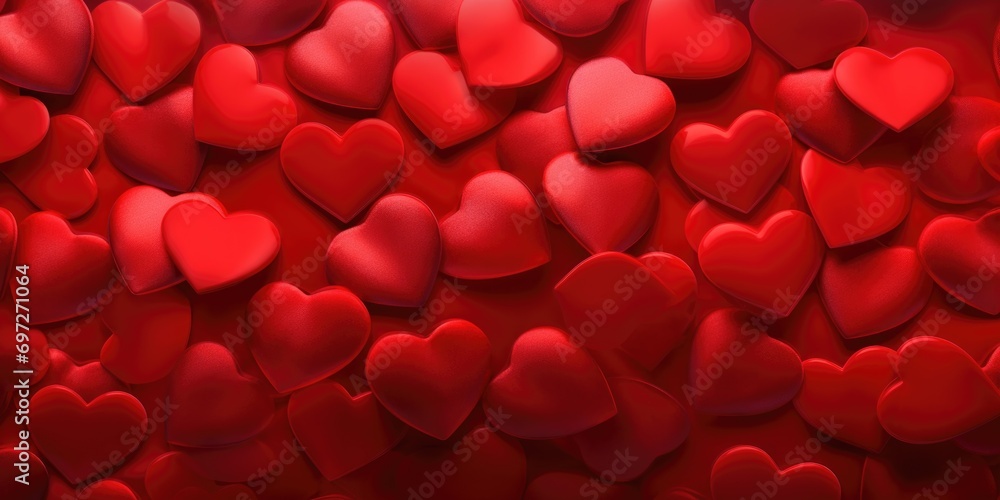 Poster a large group of red hearts on a vibrant red background. perfect for expressing love and affection.