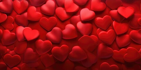 A large group of red hearts on a vibrant red background. Perfect for expressing love and affection.